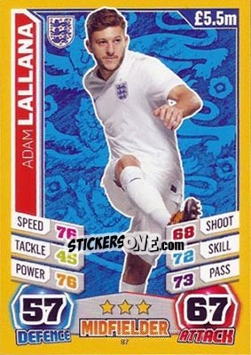 Sticker Adam Lallana - Match Attax England 2014 n. 87 - Topps