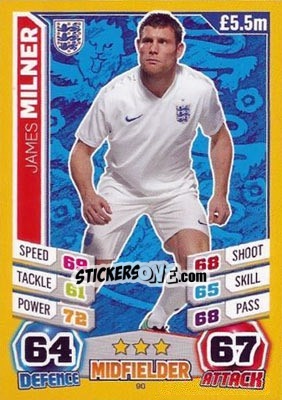 Sticker James Milner - Match Attax England 2014 n. 90 - Topps