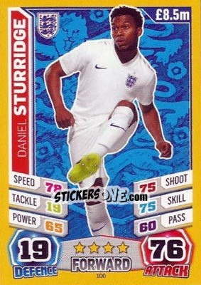 Sticker Daniel Sturridge - Match Attax England 2014 n. 100 - Topps