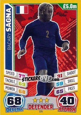 Sticker Bacary Sagna - Match Attax England 2014 n. 105 - Topps