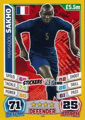 Sticker Mamadou Sakho - Match Attax England 2014 - Topps