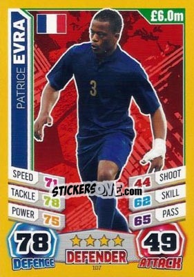 Sticker Patrice Evra - Match Attax England 2014 n. 107 - Topps