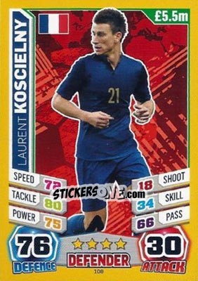 Sticker Laurent Koscielny - Match Attax England 2014 n. 108 - Topps