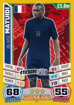 Sticker Blaise Matuidi - Match Attax England 2014 n. 111 - Topps