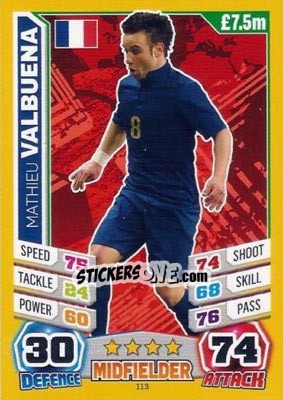Sticker Mathieu Valbuena - Match Attax England 2014 n. 113 - Topps