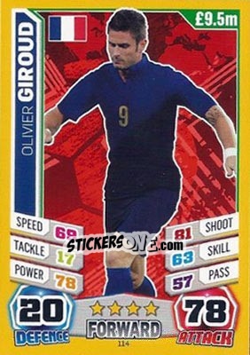 Sticker Olivier Giroud - Match Attax England 2014 n. 114 - Topps
