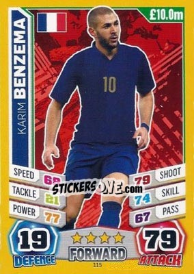 Sticker Karim Benzema - Match Attax England 2014 n. 115 - Topps