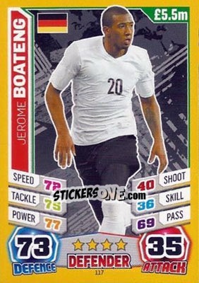 Sticker Jérôme Boateng - Match Attax England 2014 n. 117 - Topps
