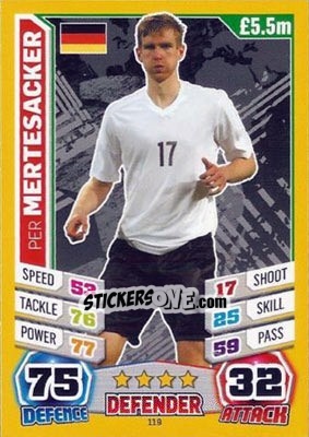 Sticker Per Mertesacker - Match Attax England 2014 n. 119 - Topps