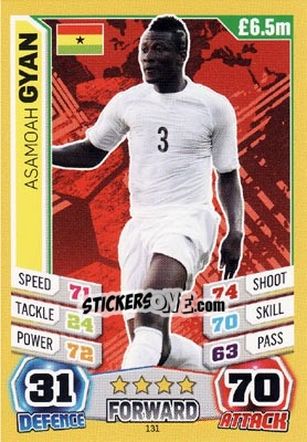 Sticker Asamoah Gyan - Match Attax England 2014 n. 131 - Topps