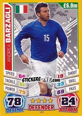 Sticker Andrea Barzagli - Match Attax England 2014 n. 145 - Topps
