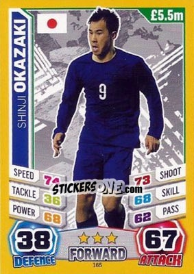 Sticker Shinji Okazaki - Match Attax England 2014 n. 165 - Topps