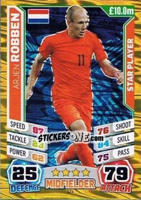 Sticker Arjen Robben - Match Attax England 2014 n. 174 - Topps