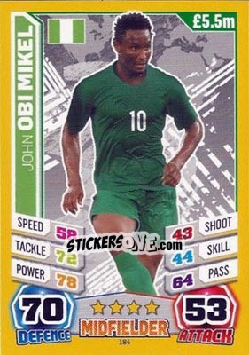 Cromo John Obi Mikel - Match Attax England 2014 - Topps