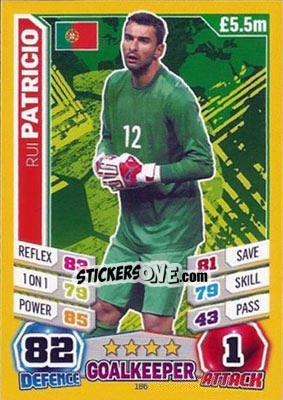 Sticker Rui Patricio - Match Attax England 2014 n. 186 - Topps