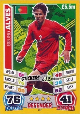 Sticker Bruno Alves - Match Attax England 2014 n. 187 - Topps