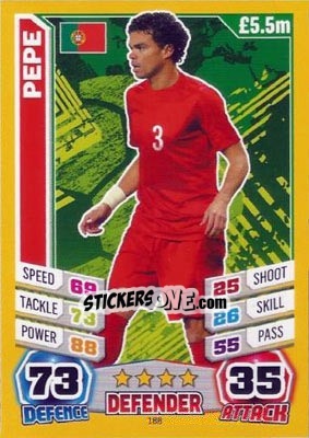Sticker Pepe - Match Attax England 2014 n. 188 - Topps
