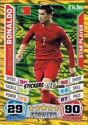 Sticker Cristiano Ronaldo - Match Attax England 2014 n. 197 - Topps