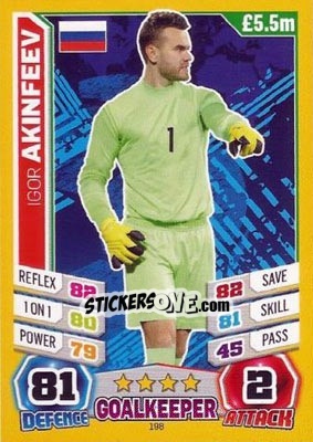 Sticker Igor Akinfeev - Match Attax England 2014 n. 198 - Topps