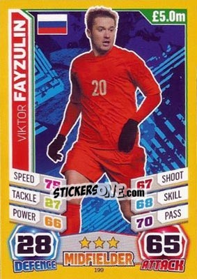 Sticker Viktor Fayzulin - Match Attax England 2014 n. 199 - Topps