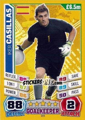 Sticker Iker Casillas - Match Attax England 2014 n. 205 - Topps