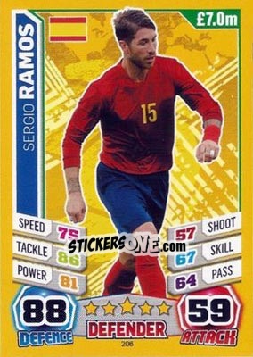 Sticker Sergio Ramos - Match Attax England 2014 n. 206 - Topps