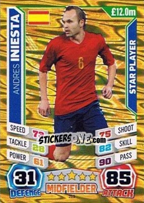 Sticker Andres Iniesta - Match Attax England 2014 n. 213 - Topps