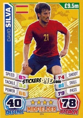 Sticker David Silva - Match Attax England 2014 n. 214 - Topps