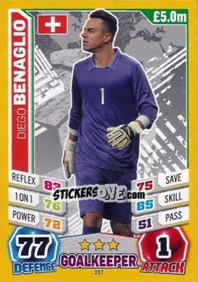Sticker Diego Benaglio - Match Attax England 2014 n. 217 - Topps