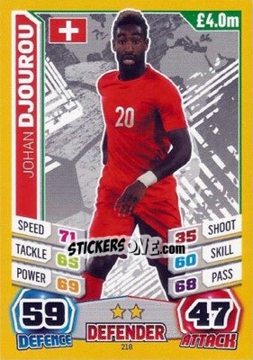 Sticker Johan Djourou - Match Attax England 2014 n. 218 - Topps