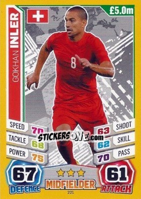 Sticker Gokhan Inler - Match Attax England 2014 n. 221 - Topps