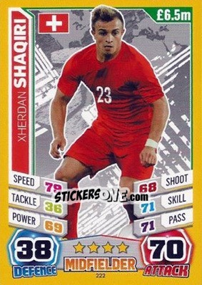 Sticker Xherdan Shaqiri - Match Attax England 2014 n. 222 - Topps