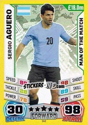 Sticker Sergio Aguero - Match Attax England 2014 n. 242 - Topps
