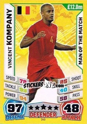 Sticker Vincent Kompany - Match Attax England 2014 n. 243 - Topps