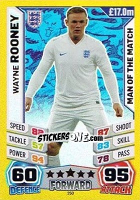 Sticker Wayne Rooney - Match Attax England 2014 n. 250 - Topps