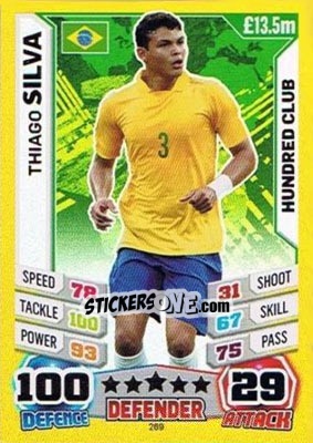 Sticker Thiago Silva - Match Attax England 2014 n. 269 - Topps