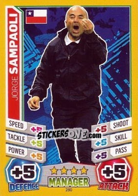 Sticker Jorge Sampaoli - Match Attax England 2014 n. 280 - Topps