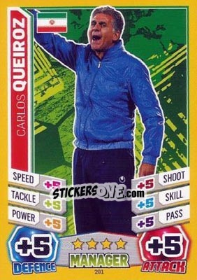 Sticker Carlos Queiroz - Match Attax England 2014 n. 291 - Topps