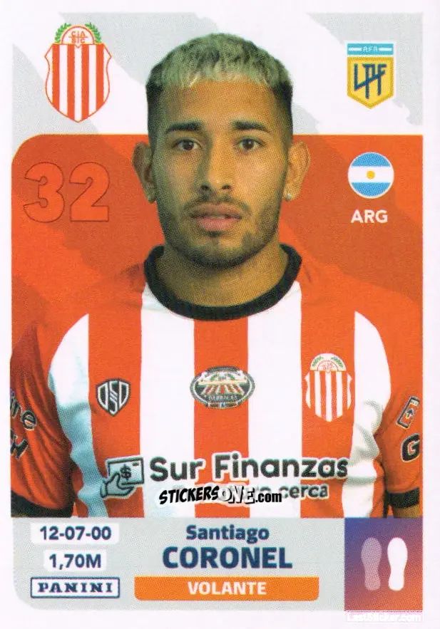 Sticker Santiago Coronel - Fútbol Argentino 2024
 n. BAR11 - Panini