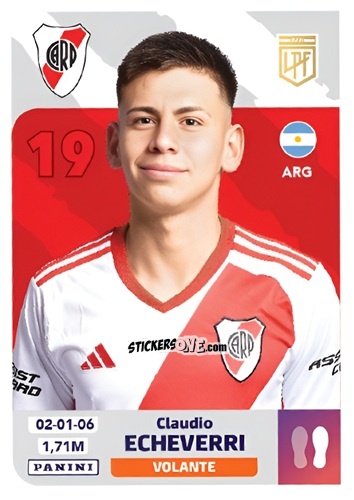 Cromo Claudio Echeverri - Fútbol Argentino 2024 n. RIV13 - Panini