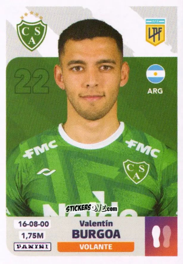 Sticker Valentín Burgoa - Fútbol Argentino 2024
 n. SAR9 - Panini