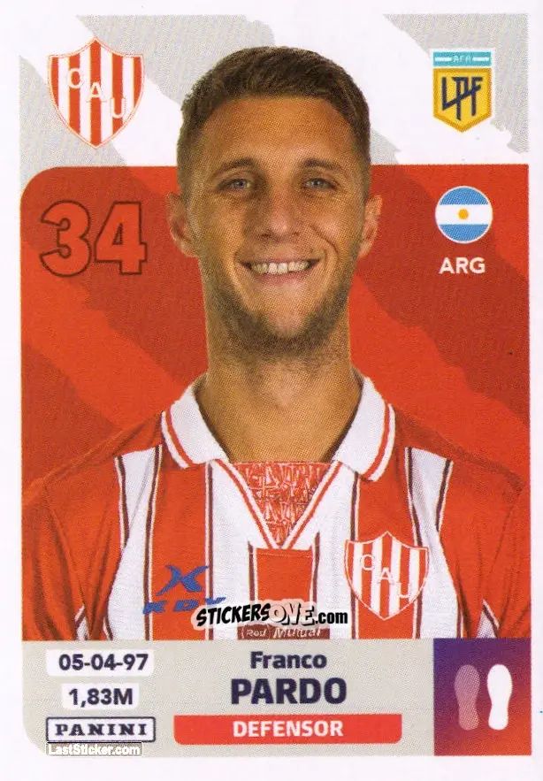 Sticker Franco Pardo - Fútbol Argentino 2024
 n. UNI5 - Panini