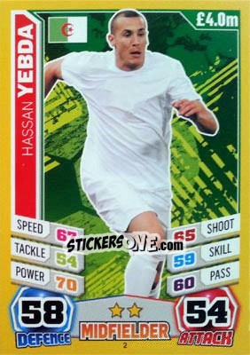 Sticker Hassan Yebda - Match Attax World Stars 2014 - Topps