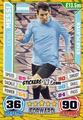 Sticker Lionel Messi - Match Attax World Stars 2014 n. 14 - Topps