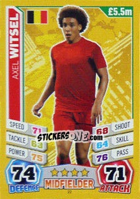 Sticker Axel Witsel - Match Attax World Stars 2014 n. 22 - Topps