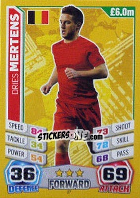 Sticker Dries Mertens - Match Attax World Stars 2014 n. 27 - Topps