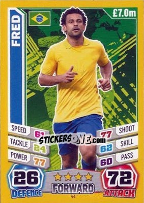 Sticker Fred - Match Attax World Stars 2014 n. 44 - Topps