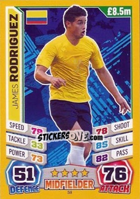 Sticker James Rodriguez - Match Attax World Stars 2014 n. 59 - Topps