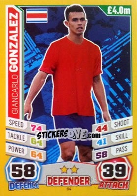Sticker Giancarlo Gonzalez - Match Attax World Stars 2014 n. 64 - Topps