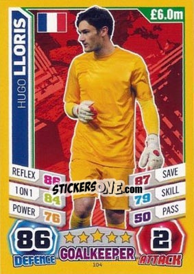 Sticker Hugo Lloris - Match Attax World Stars 2014 n. 104 - Topps